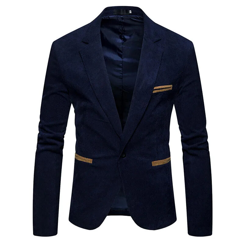 Blazer ajustado de pana para hombre, traje informal de alta calidad, T59