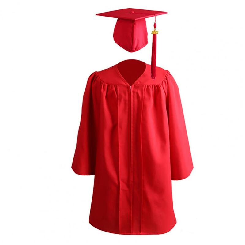 2 개/대 지퍼 느슨한 졸업 가운 어린이 학교 2022 졸업 모자 가운 정장 졸업식 유니폼