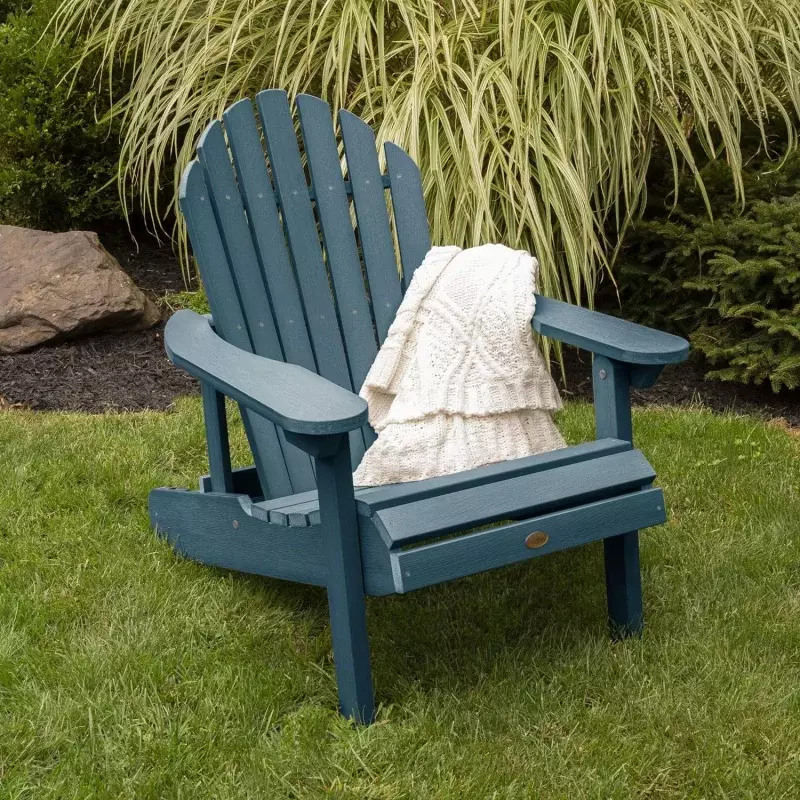 highwood Hamilton Made in The USA Folding and Reclining Adirondack Chair, Adult, Nantucket Blue