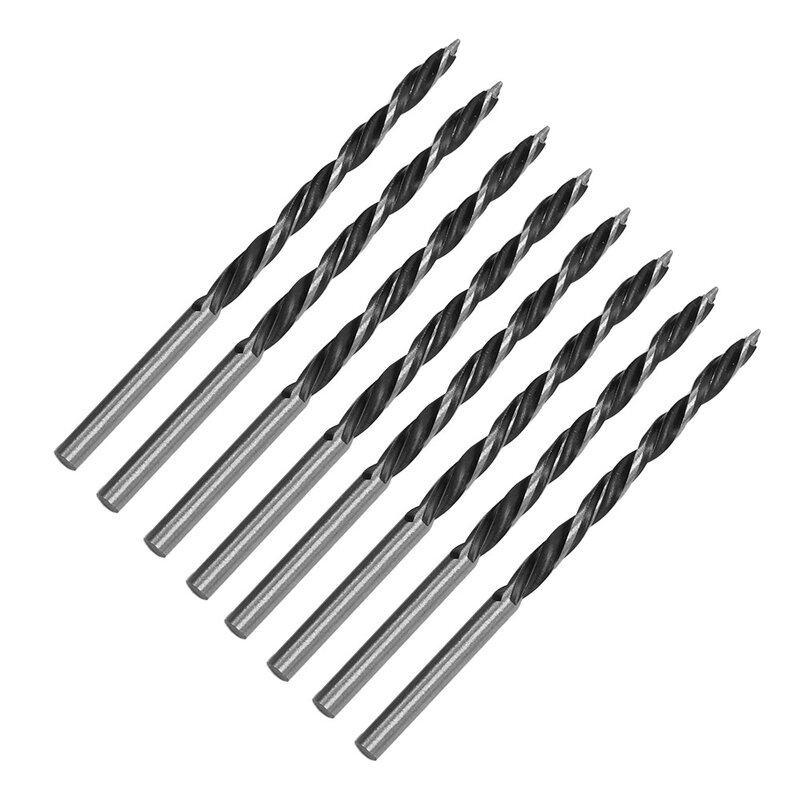 8Pcs 58mm Length Wood Drill Bits For Woodworking Spiral Bit Center Point Two Shoulder Cutters Ground Drill Tools 3mm Diameter