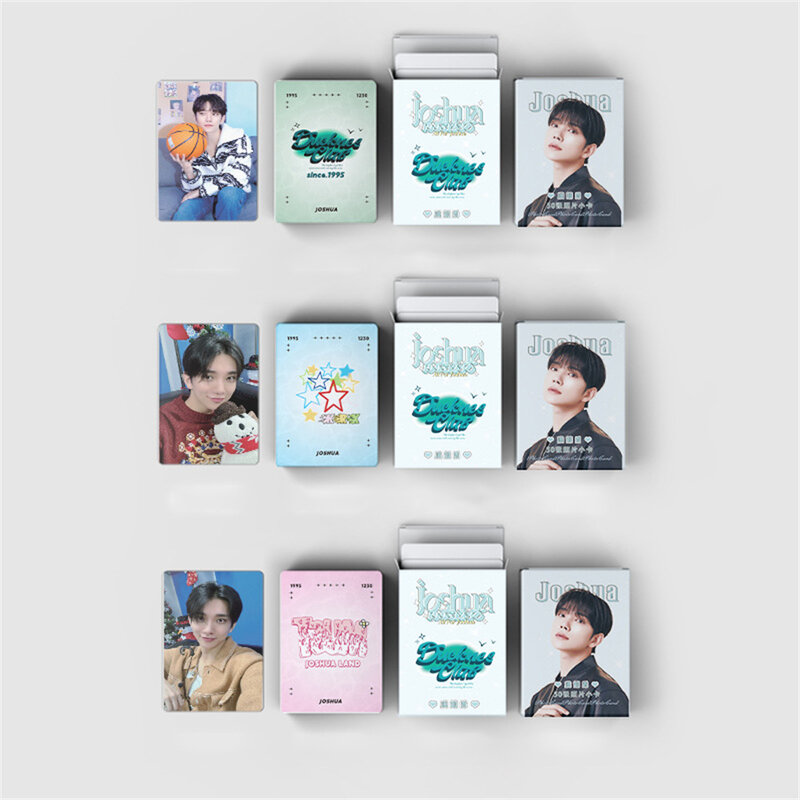 Kpop Joshua 개인 레이저 박스 카드, 하이 퀄리티 HD 사진, 한국 스타일 컬러 라이트 로모 카드, 팬 컬렉션, 50 개/세트