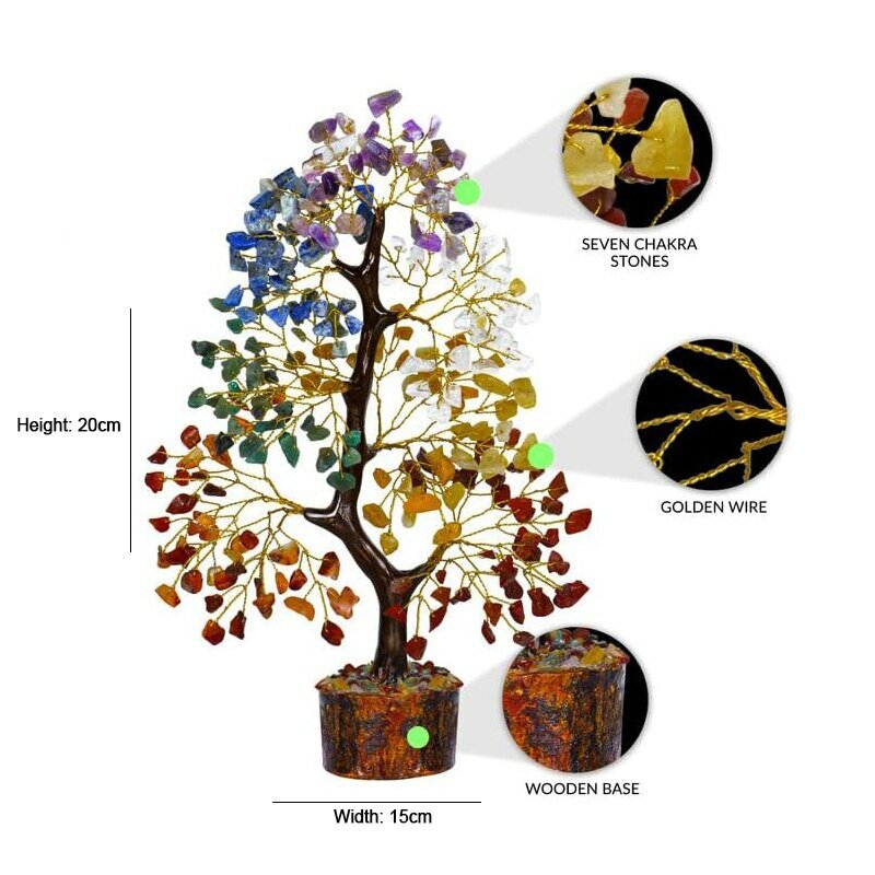 ต้นไม้แห่งชีวิตของขวัญหินคริสตัลต้นไม้พลังงานและคริสตัลการรักษาต้นไม้เงินคริสตัลความสูง20ซม. กว้าง15ซม.