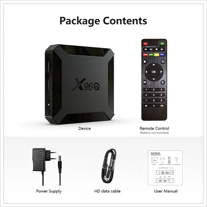 Boîtier TV X96Q, Allwinner H313, 2 Go/16 Go, 1 Go/8 Go, décodeur connecté Android 10.0, avec WiFi 2.4 GHz, 4K, Google First et YouTube
