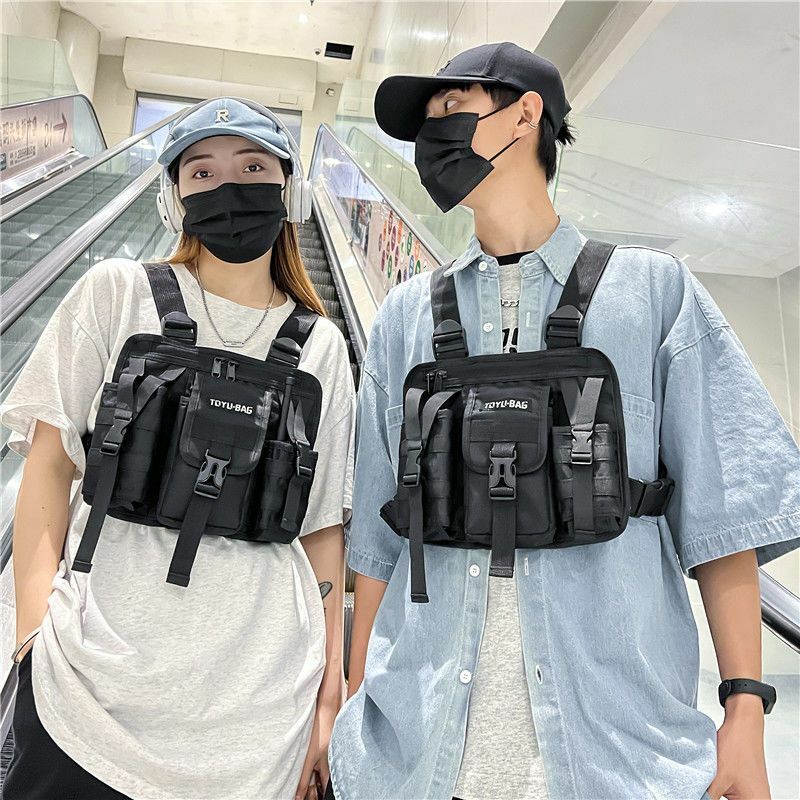 Tactical Charter Aircraft Can Vest Bag ins Chaopai Bag Men's Chest Bag Leisure Personality Men's Bag Work Clothes Backpack
