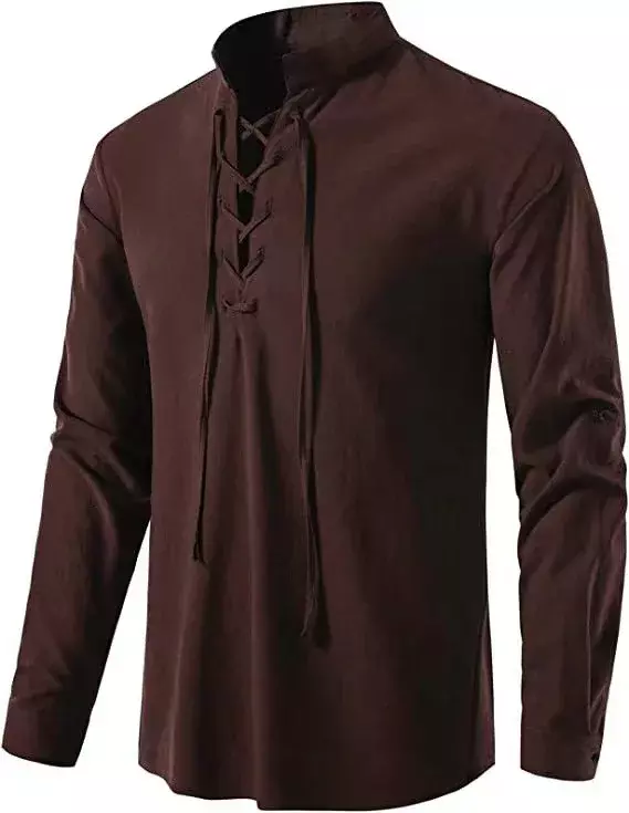 เสื้อฝ้ายลินินลำลองสำหรับผู้ชาย, ใหม่2023เสื้อทีเชิ้ตแขนยาวทรงวินเทจฤดูใบไม้ผลิฤดูใบไม้ร่วง