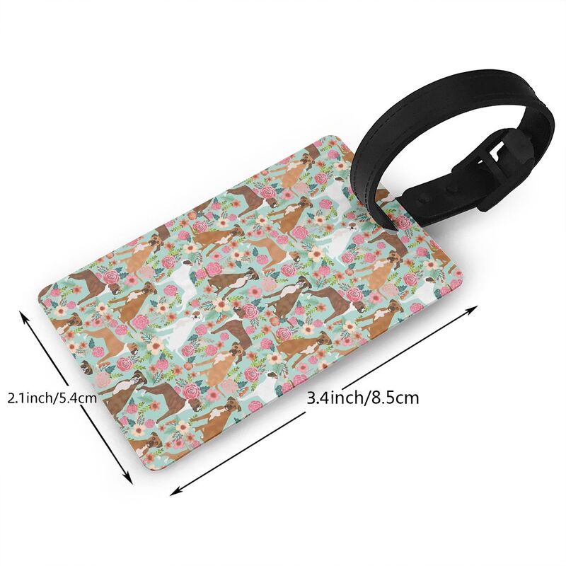 Boxer Floral Dog Breed Gifts Boxer Dogs Luggage Tags Luggage Travel Accessories Tag Portable Travel Label Holder