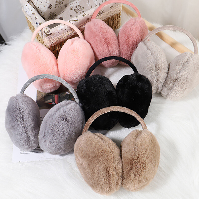 New Soft Plush Ear Warmer Winter Warm Earmuffs for Women Fashion Solid Earflap Outdoor Cold Protection Ear-Muffs Ear Cover
