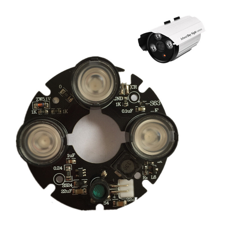 신제품-3 어레이 IR Led 스포트 라이트 적외선 3X IR LED 보드, CCTV 카메라 야간 투시경 (직경 53Mm)