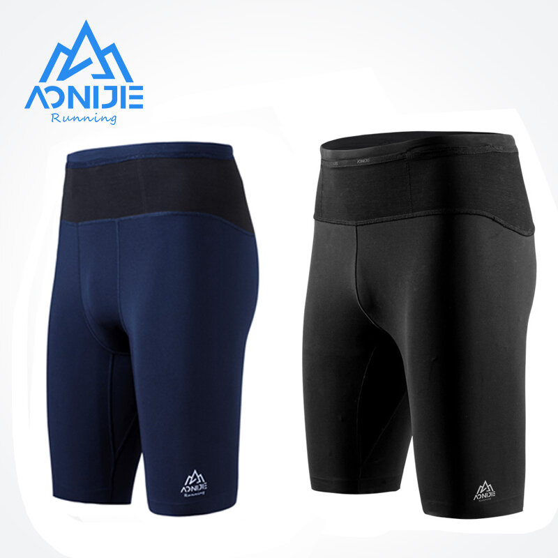 AONIJIE-pantalones cortos de compresión de secado rápido para hombre, Shorts de entrenamiento profesional, ajustados, cinco cuartos, primavera alta