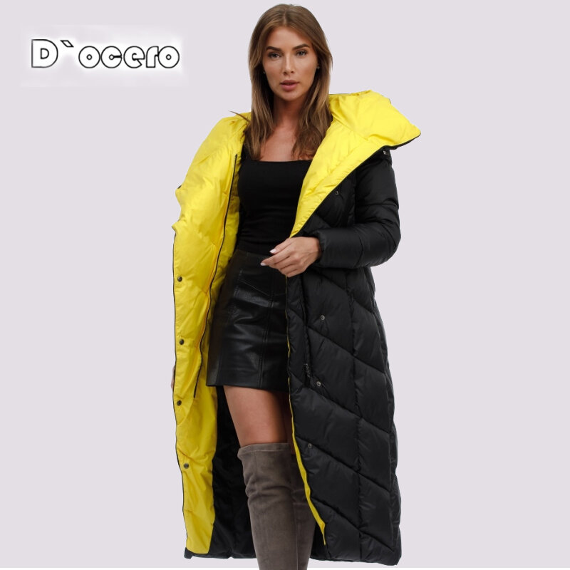 CEPRASK-따뜻한 코튼 후드 다운 재킷 및 코트 여성용, 롱 파카, 대형 사이즈, 겨울, 클래식 외투