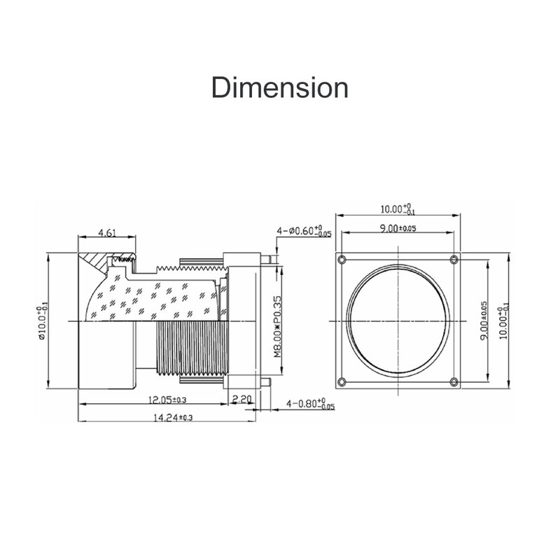 Lensa Distorsi Rendah HD 3MP 3.2MM M8 Dudukan F2.4 1/2.7 "dengan Filter IR 650nm untuk Identifikasi Wajah dan Kamera Aksi