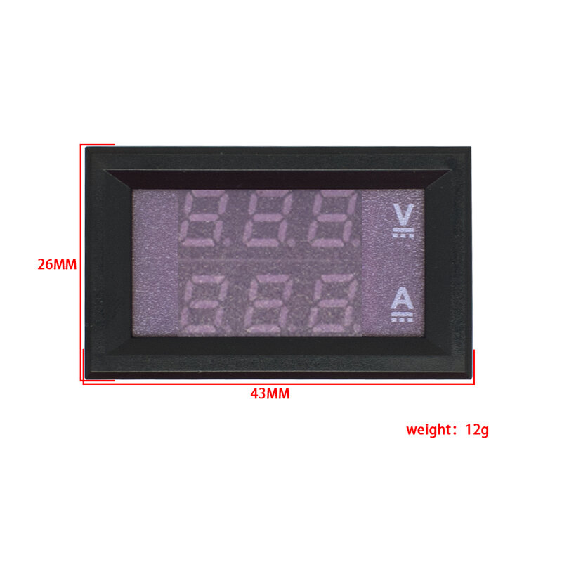 DC 0-100V 10A voltmetro digitale amperometro doppio Display rilevatore di tensione misuratore di corrente pannello Amp Volt Gauge 0.28 "LED rosso blu
