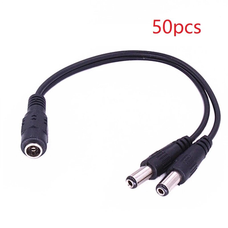 50pcs DC 1 to 2 Power Split Splitter Cable 5.5*2.1mm for CCTV Camera Security DVR