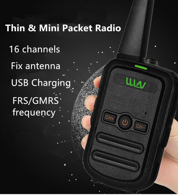 2pcs WLN KD-C52 MINI HandheldWalkie-talkie profissional mini cor ultra-fino ultra-pequeno carregamento direto USB