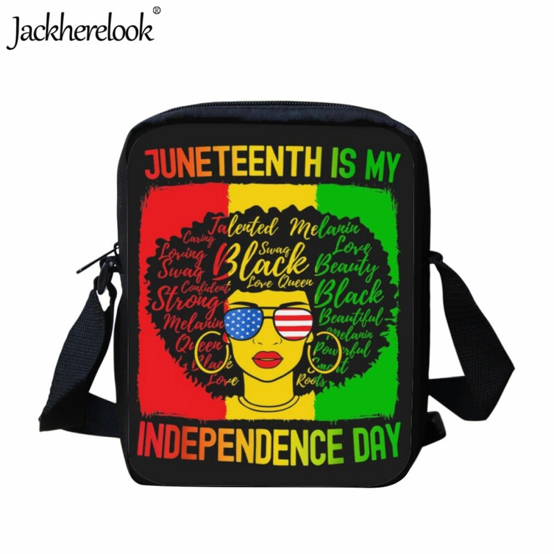 Jackherelook Happy Juneteenth Printed Messenger Bag for Ladies Casual Shopping Travel Shoulder Bag Small Capacity School Bag