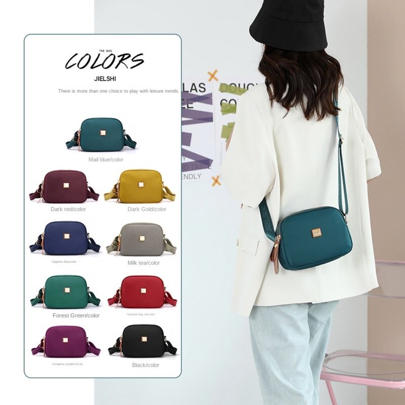 Bolso cruzado informal de Color sólido, bolso de hombro Simple de moda, Mini bolso con correa de letras y cremallera