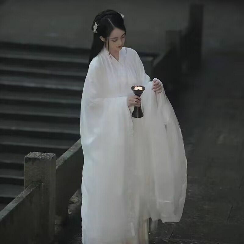 Vestido Hanfu blanco para mujer, disfraz de Hada de Halloween, chino antiguo, talla grande, verano 2023