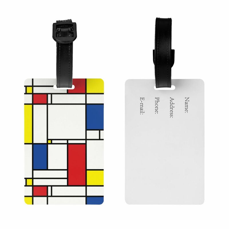 Piet Mondrian Minimalist De Stijl Luggage Tags for Travel Suitcase Modern Art Privacy Cover Name ID Card
