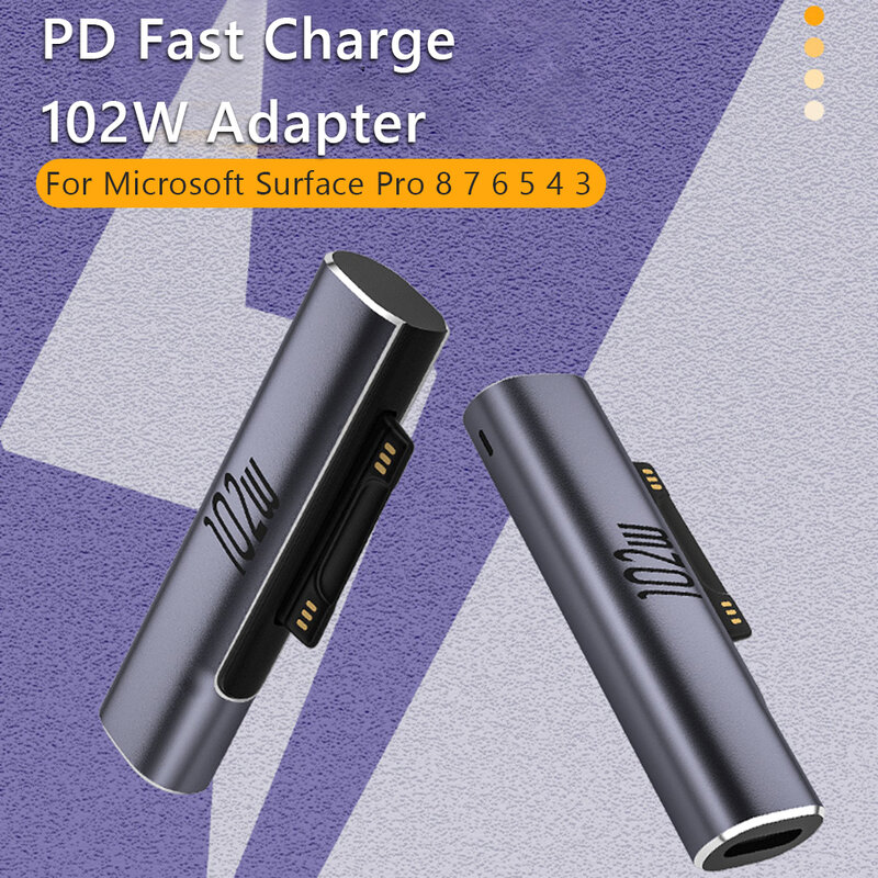 Adaptador USB tipo C PD para tableta, convertidor de enchufe de carga rápida, cargador, para Microsoft Surface Pro X, 8, 7, 6, 5, 4, 3