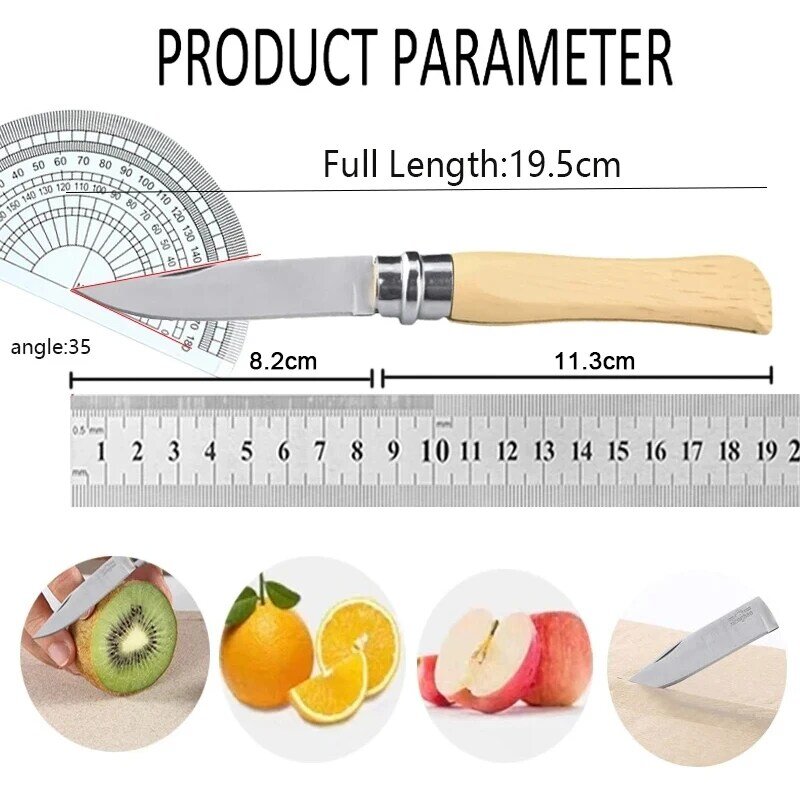 Pisau buah lipat besi tahan karat, pisau pengiris buah dan sayuran, alat memasak pisau dapur tajam rumah tangga