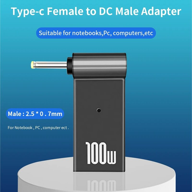 TISHRIC-Chargeur d'alimentation pour ordinateur portable, connecteur adaptateur PD 100W 5A USB Type-C femelle vers DC mâle pour HP/Lenovo/DELL