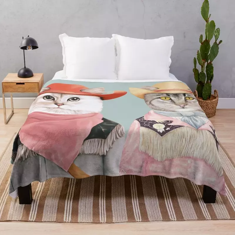 Fino Cowboy Cats Throw Blanket, Cobertores Anime, Presente engraçado para sofá