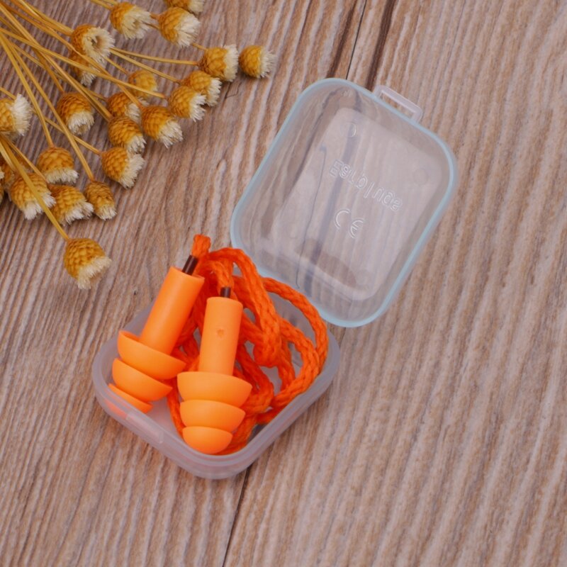 Soft Silicone Wired Ear Plugs Noise Reduction Caps Earmuffs Hearing Protection New Dropship
