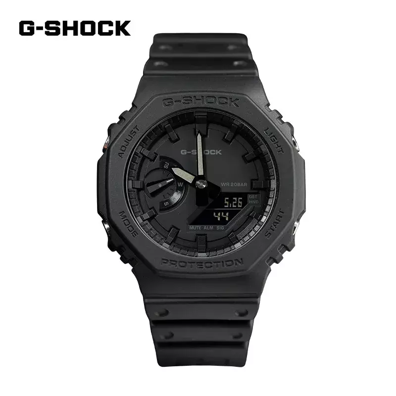 G-SHOCK-relógio de quartzo masculino, elegante e casual, multifunções, esporte ao ar livre, mostrador LED à prova de choque, display duplo, GA2100