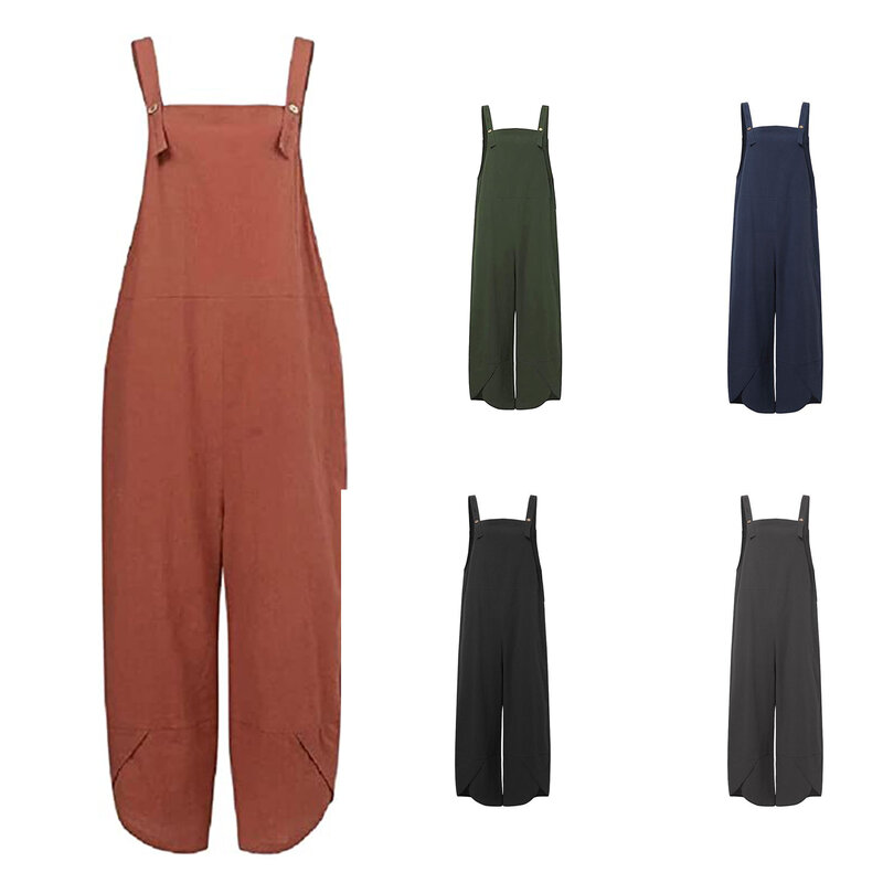 Women s Vintage Dungarees Loose Overalls Casual Baggy Sleeveless Overall Long Jumpsuit Playsuit Bib Pants Dungarees