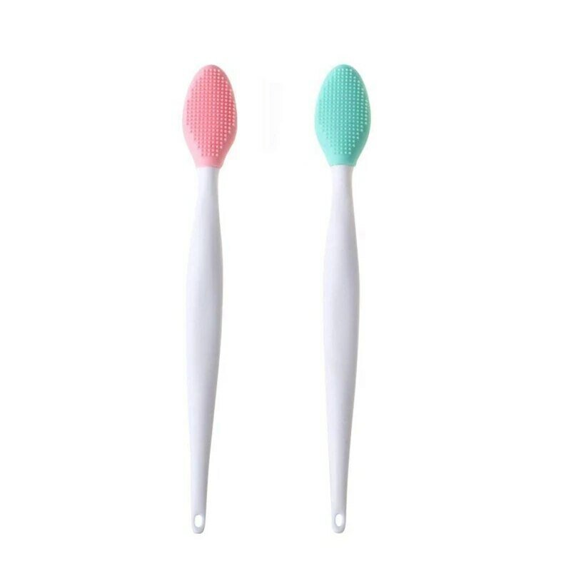 Lippen bürsten werkzeug, doppelseitiger Silikon-Peeling-Lippen pinsel (2 Stück) in zufälligen Farben