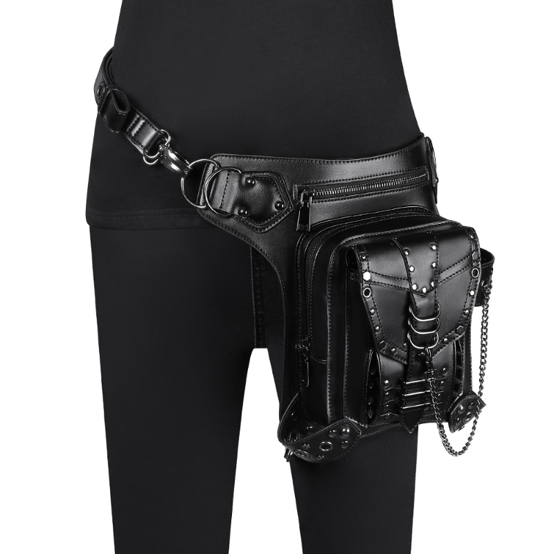 Chikage Y2K Style Chains Bag Steampunk Rivet Motorcycle Bag Bolsa de Ombro Crossbody Feminina Viagem Fanny Pack