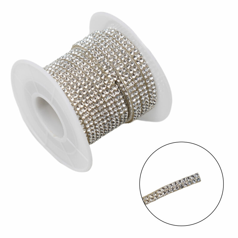 Crystal Sticker Rhinestones Diamond Ribbon Elastic Flexible Soft Strips Universal Waterproof 1 Roll 4.5 Meters