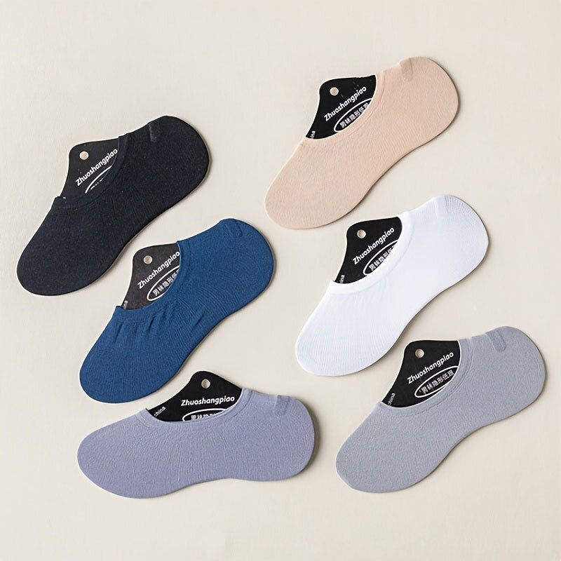 5pairs Men's Socks Cotton Breathable Casual No Show Sock Breathable Ultra-thin Comfortable Soft Elastic Invisible Boat Sokken