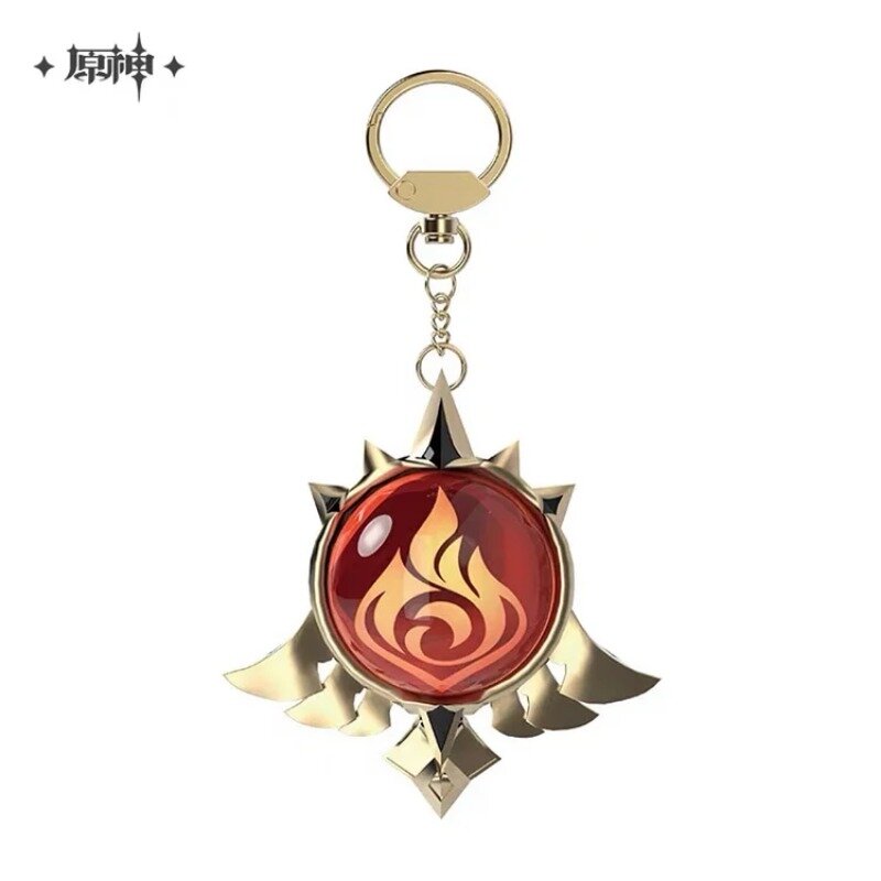 [Genuine] Official Genshin Impact Vision Keychain Hangable Ornament Anime Game Metal Pendants Peripherals Badge Accessories Gift