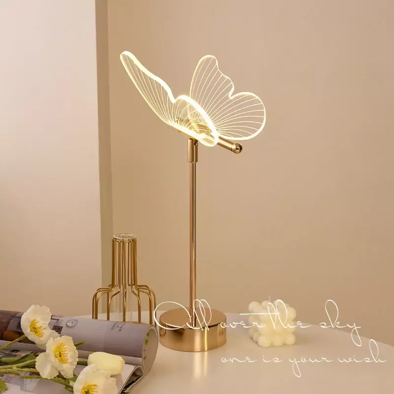 Lampe de Table LED Rétro en Forme de Papillon, Luminaire Décoratif d'Nik, Idéal pour une Chambre à Coucher, un Salon ou un Bar