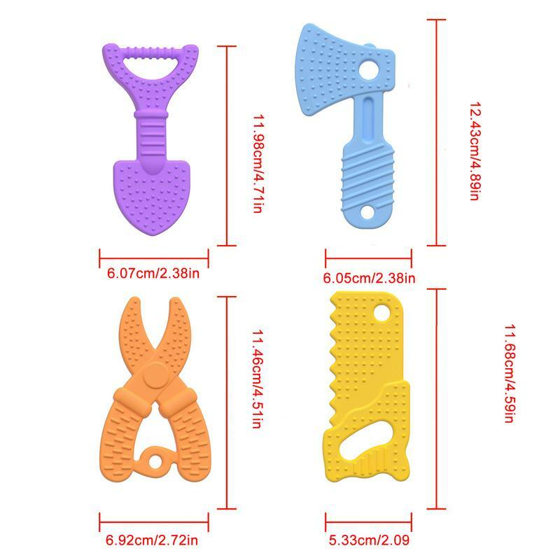 Teething Toys 4pcs Hammer Spanner Wrench Pliers Teething Relief Teethers Toys Food Grade Sensory Bath Chew Toys Teething Relief