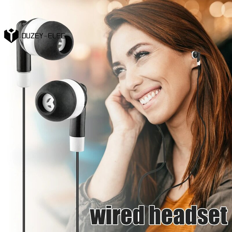 Headphone berkabel 3.5mm, earbud Stereo Bass olahraga Stereo mikrofon peredam kebisingan suara HiFi logam
