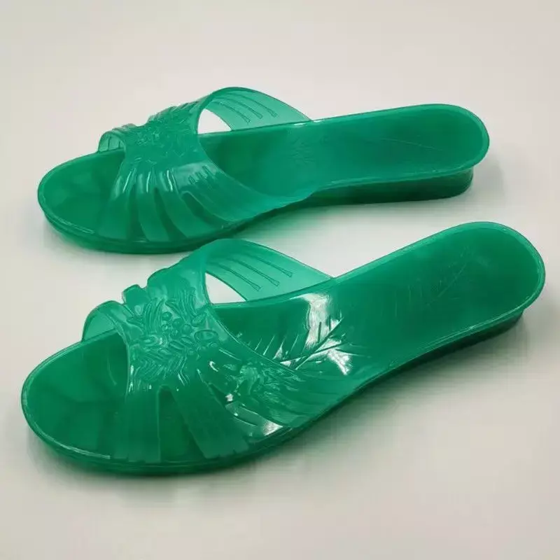 2024 New Casual Slipper Anti-slip and Anti-odor Crystal Transparent Slippers Women's High Heel Wedge Thick Sole Wear Fashion