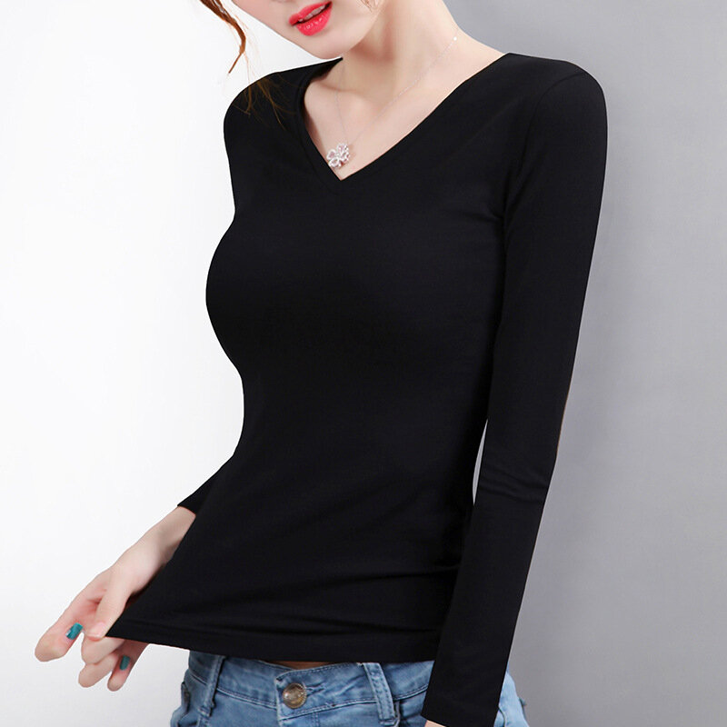 Maglietta sportiva termica da donna che basa la maglietta a temperatura costante più la maglietta a maniche lunghe in velluto riscaldamento in velluto sottile