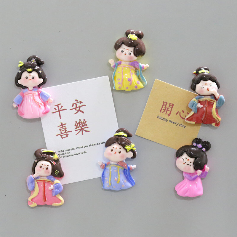 Tang kecantikan Dinasti Tang gaya Cina stiker magnetik pesan Magnet kulkas indah dekorasi rumah suvenir turis