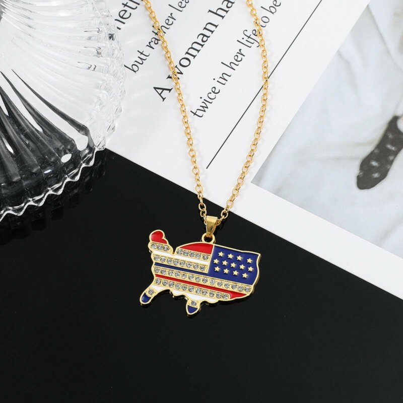 American Flag Pendant Patriotic Gifts For Women .Available In Four Pearl Necklace with Heart Pendant Necklaces for Women Crystal
