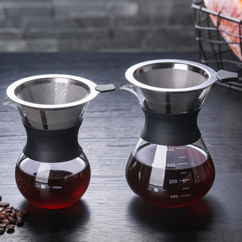 Servidor de café de vidrio resistente al calor, olla para compartir café, cafetera hecha a mano