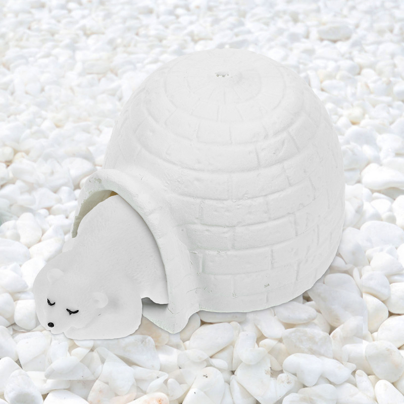 Sztuczne polary statua domu lodowego figurka z żywicy dekoracyjna figurka domu lodowego