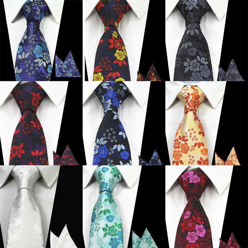 RBOCOTT corbatas florales y conjuntos de pañuelo para hombres, corbatas tejidas de Jacquard de seda para hombres, conjunto de corbata de fiesta de boda, pañuelos de bolsillo, 8CM