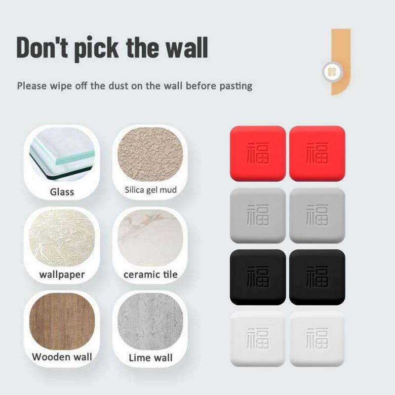 Desk Mute Pad Stoppers Silicone Adhesive Door Knob Door Cover With Fu Character Light Weight Door Stop Wall Protector For