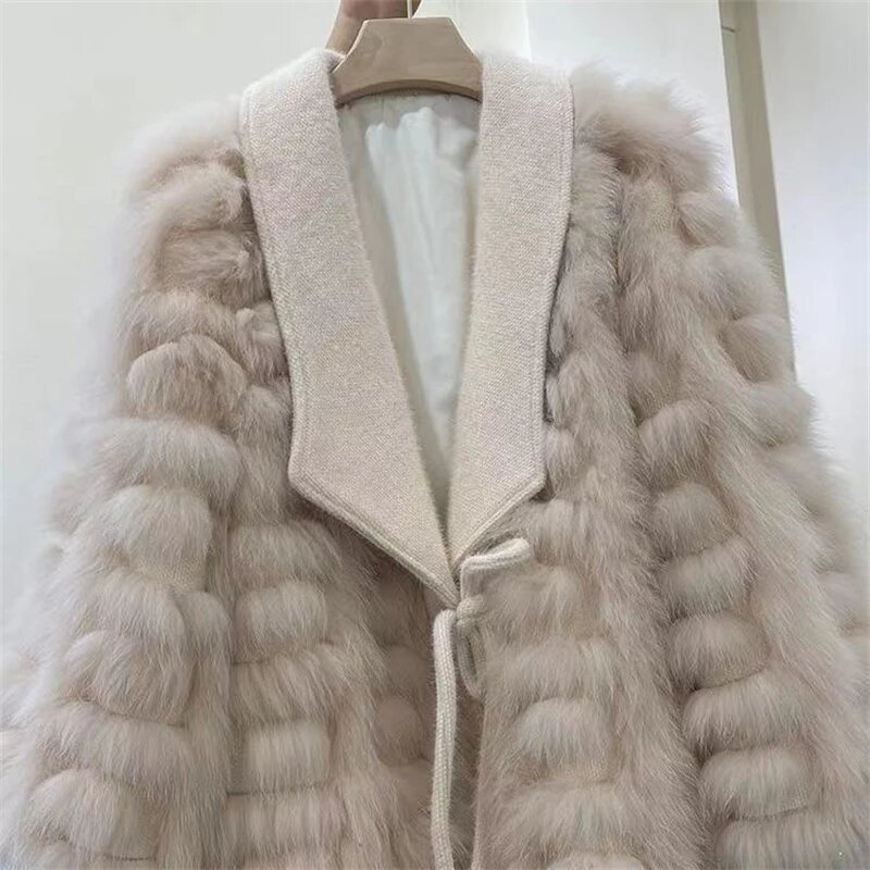 Abrigo de piel de zorro de imitación de algodón de azúcar para mujer, chaqueta de piel fresca, versatilidad, ambiente de moda, novedad, Invierno