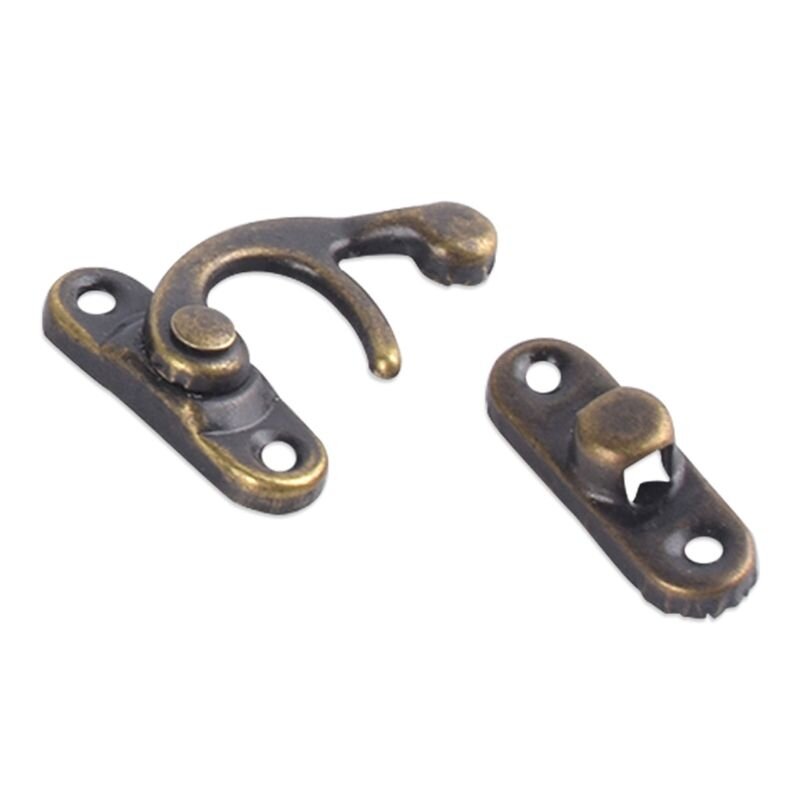 E74B Bronze Mini-Schwingarmverschluss für Riegel, Vintage-Stil, rechter Knebelhaken, Metallverschluss, gebogene Schnalle, auch