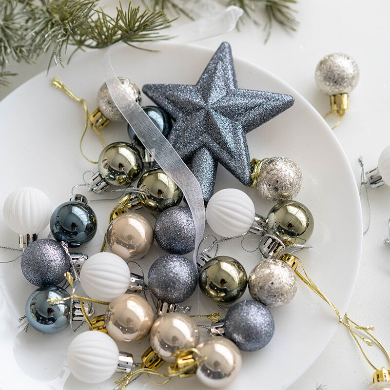 Pendurado Bolas Pintadas para Decoração De Árvore De Natal, Pingentes Bauble, Ornamento De Bola De Natal, Decoração De Ano Novo, Luxo, 30Pcs