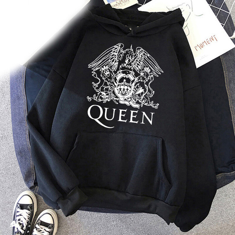 Sudadera con capucha de la banda de Rock Queen Freddie Mercury para hombre y mujer, jersey de manga larga Simple, moda urbana, sudadera grande Harajuku