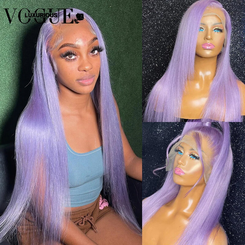 13x4 Transparent Lace Front Purple Colored Human Hair Wigs Glueless Straight 4x4 Lace Closure Brazilian Wig Pre Plucked On Sale